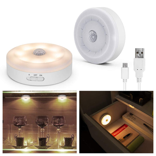 Skorter | My beauty light warm white motion sensor LED puck light - rechargeable, wireless, 2-pack