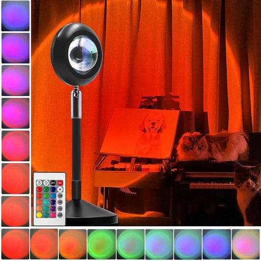 Skorter | Youoklight Sunset Projection Lamp - 16 Colors, Remote Control, Adjustable Brightness, USB Charging