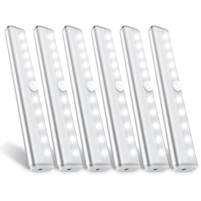 Skorter | Hokoiln 10 LED Motion Sensor Wardrobe Light - Battery Operated Stick-On Night Light Bar, 6 Pack