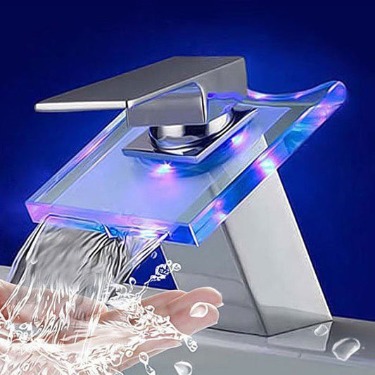 Skorter | 1-Handle Basin Mixer 1-Hole Copper Sink Tap with LED Lighting