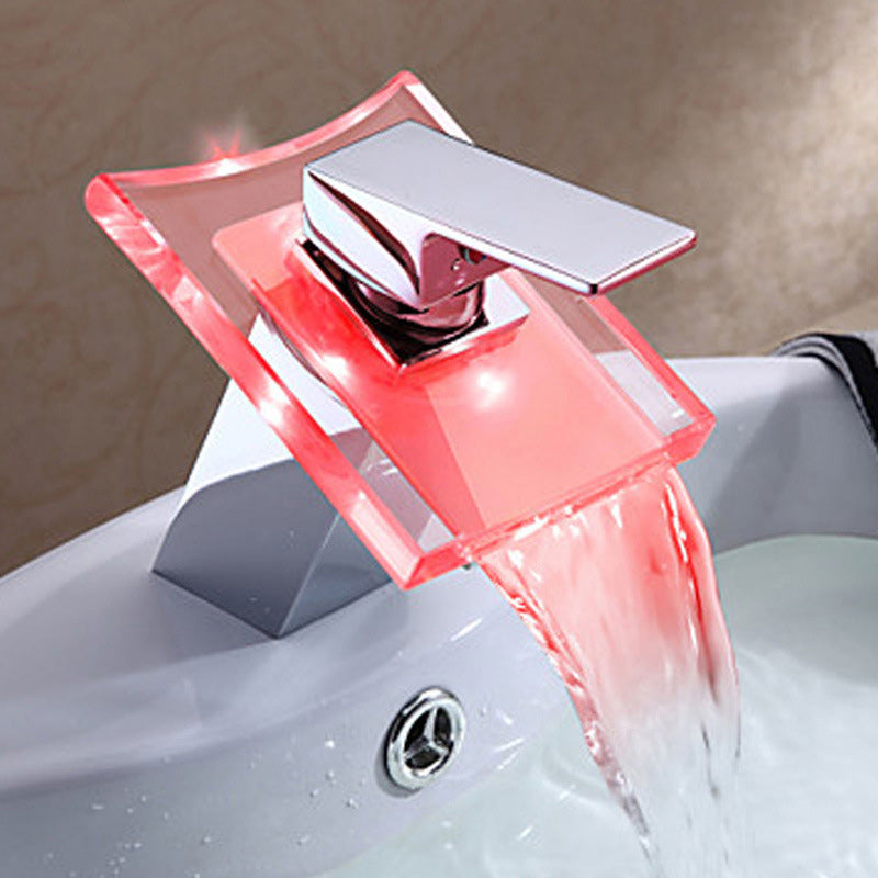 Skorter | 1-Handle Basin Mixer 1-Hole Copper Sink Tap with LED Lighting