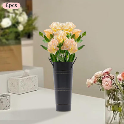 Skorter | Retro Iron Flower Bucket with Handles – Decorative Metal Flower Pot for Home