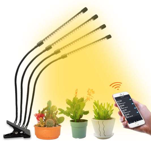 Skorter | Lurious Smart Wifi Led Grow Light, Dimmable Full Spectrum Plant Lamp With Timer & App/Voice Control, Compatible With Alexa/Google/Siri For Indoor/Outdoor Plants Only 2.4Ghz Wifi(4 Tubes)