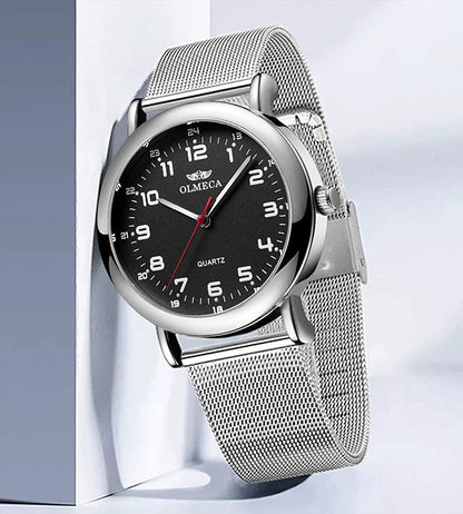 Skorter | OLMECA Men’s Watch Wrist Watches Analog Quartz Waterproof Stainless Steel Mesh Band Simple Watch for Men 709wd