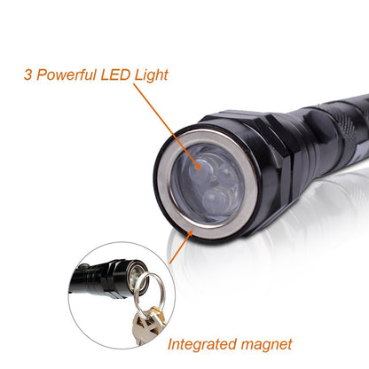 Skorter | Magnet 3 x LED Magnetic Pickup tool, Telescoping Flexible Extensible Led Flashlights, Perfect Mechanic pick-up tools, 4 x LR44 Batteries (Included)