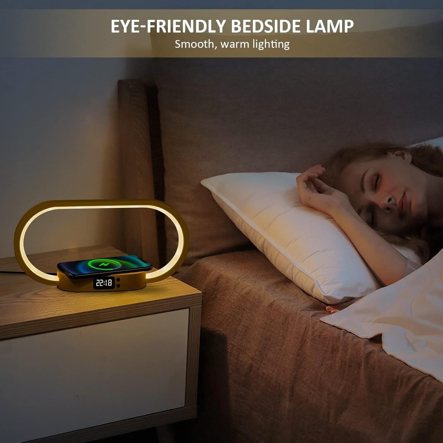 Skorter | Wireless Charging Bedside Table Lamp with Clock – Lumora