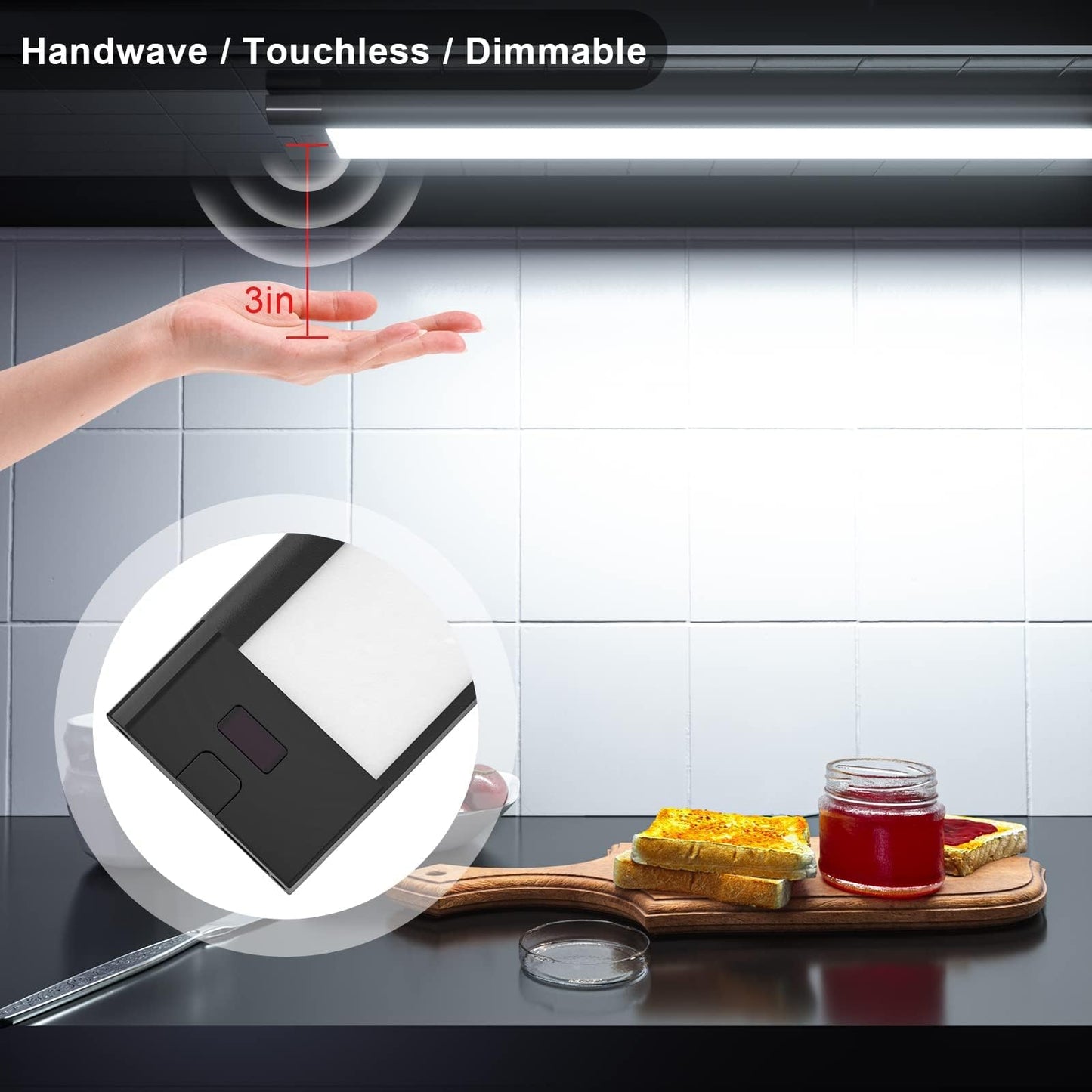 Skorter | Wobane 24"&quot; LED Under Cabinet Lighting, Touchless Dimming, Warm White To White, Black