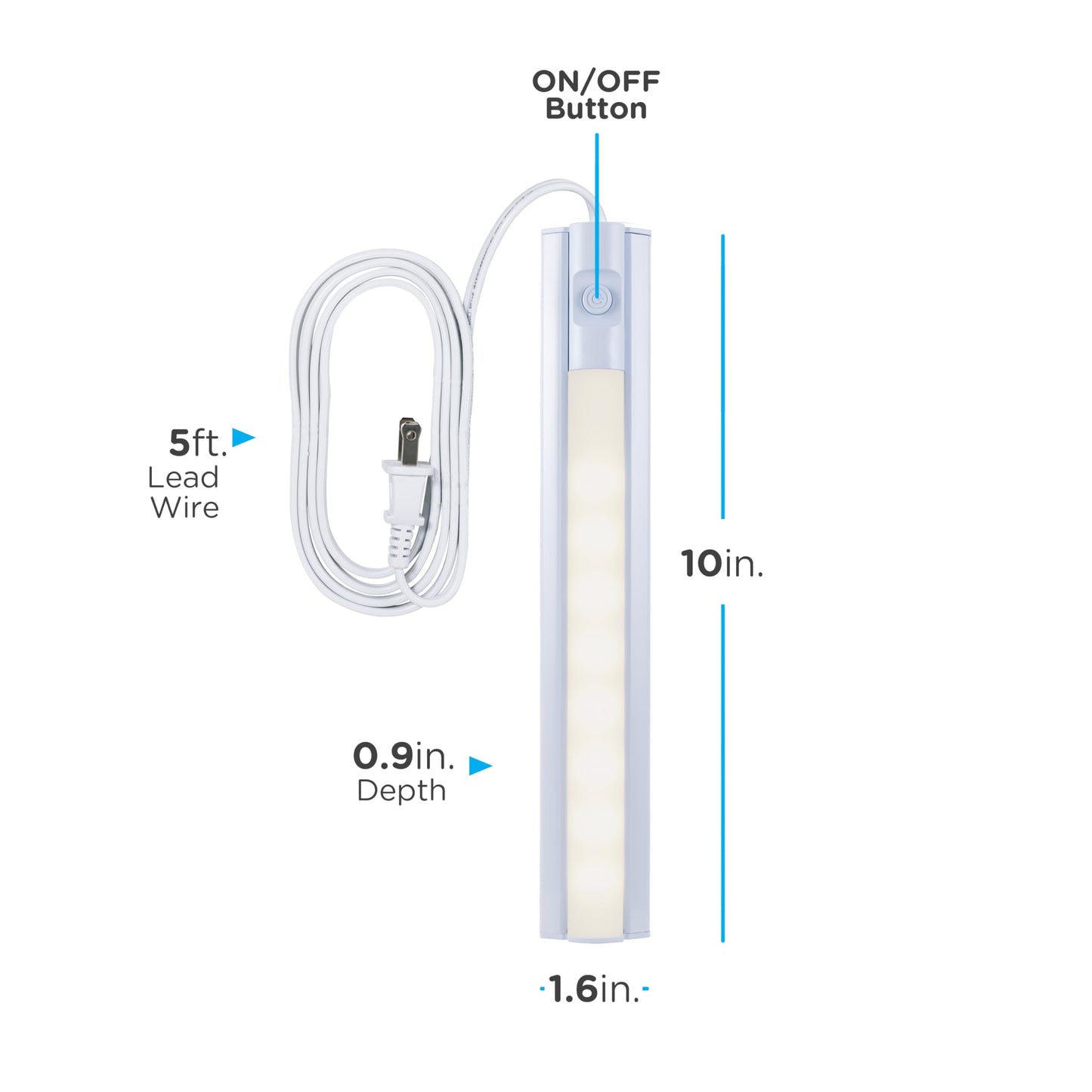 Skorter | Enbrighten 10" Led Under-Cabinet Lighting, 3000K Clear White, 275 Lumen, Plastic Housing