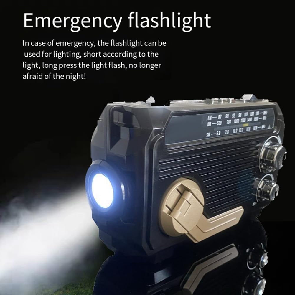 Skorter | SafeWave Emergency Radio with Built-in Power Bank – Hand Crank, Solar & USB Charging, AM/FM, LED Torch & SOS Alert