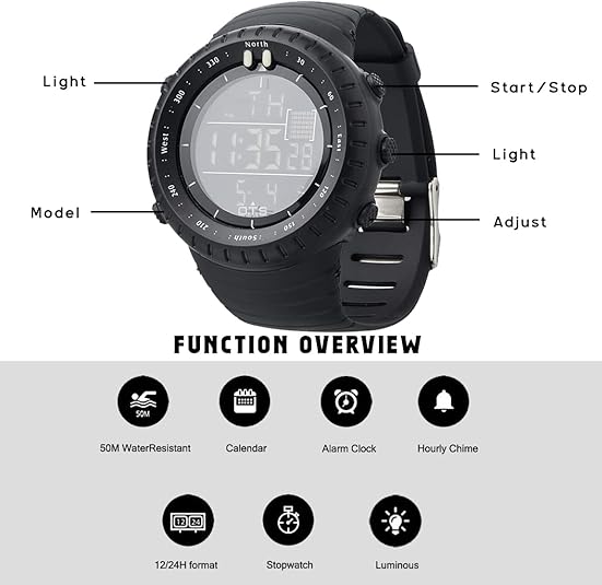 Skorter | Henry Waterproof Men’s Digital Sports Watch – Shockproof, Tactical & LED Backlit Outdoor Timepiece