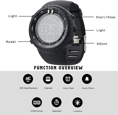Skorter | Henry Waterproof Men’s Digital Sports Watch – Shockproof, Tactical & LED Backlit Outdoor Timepiece