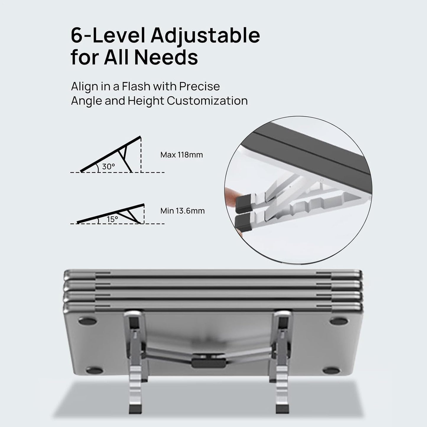 Skorter | Adjustable Laptop Stand – Foldable Cooling Notebook Mount for Office & Travel – Orvane