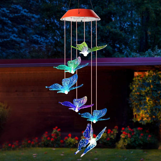 Skorter | SolarGlow - LED Mood Lighting with Butterflies – Colorful Sun Garden Lamps for Outdoor