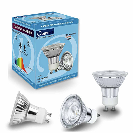 Skorter | Dommia Growth Light, Gu10 Full Spectrum Growth Light Bulb, 5W Par16 Led Plant Bulb For Indoor Plants, Neutral White 4000K, 3-Pack