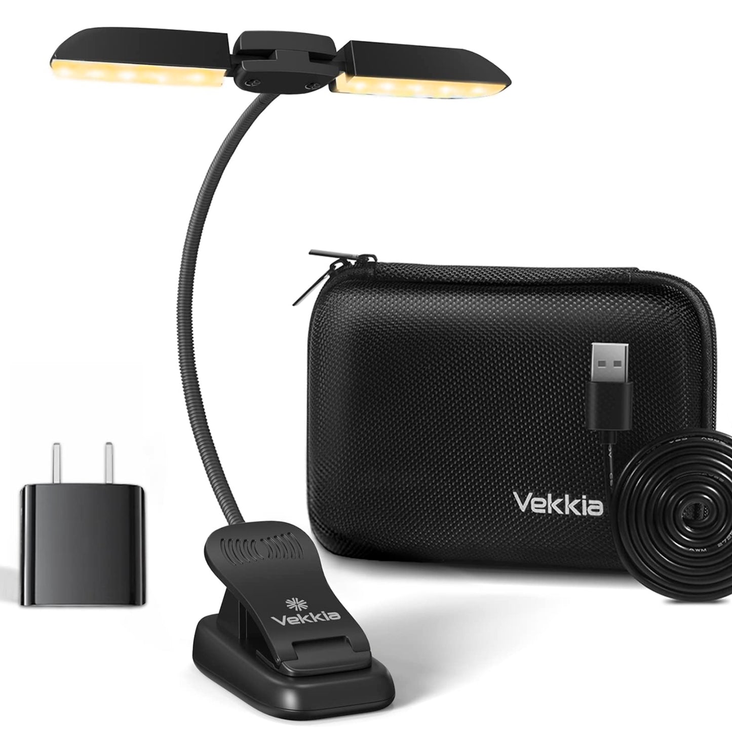 Skorter | Vekkia 14 Led Book Light With Charger, Warm/White Clip Light For Reading, Lightweight & Eyewear