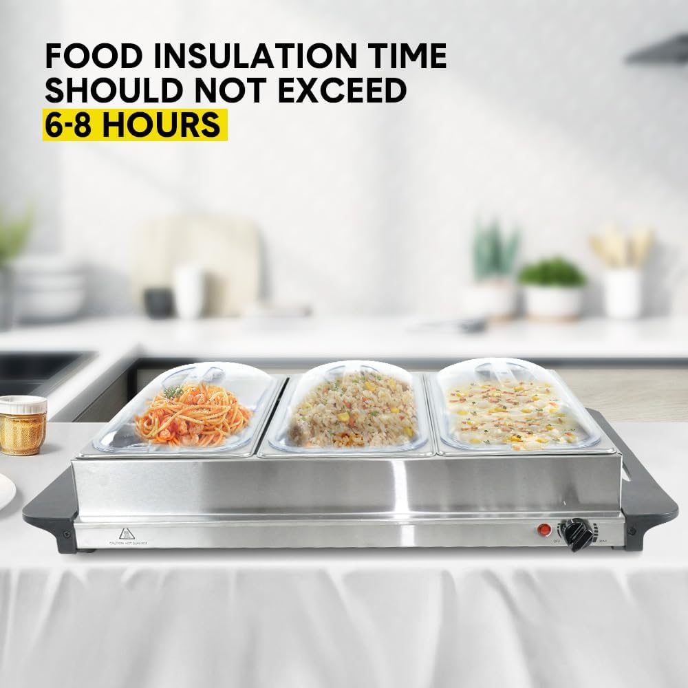 Skorter | Electric Buffet Food Warmer with 3 × 2.5L Trays & Temperature Control – Valtero