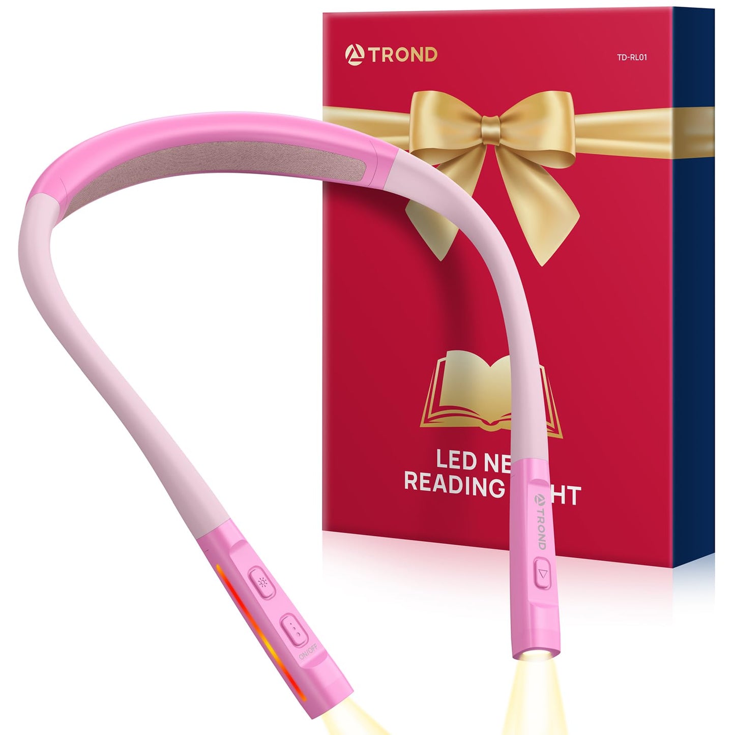 Skorter | Trond LED Neck Reading Light - 3 Colors, 3 Brightness Levels, Rechargeable, Eye-Friendly, Rose Red