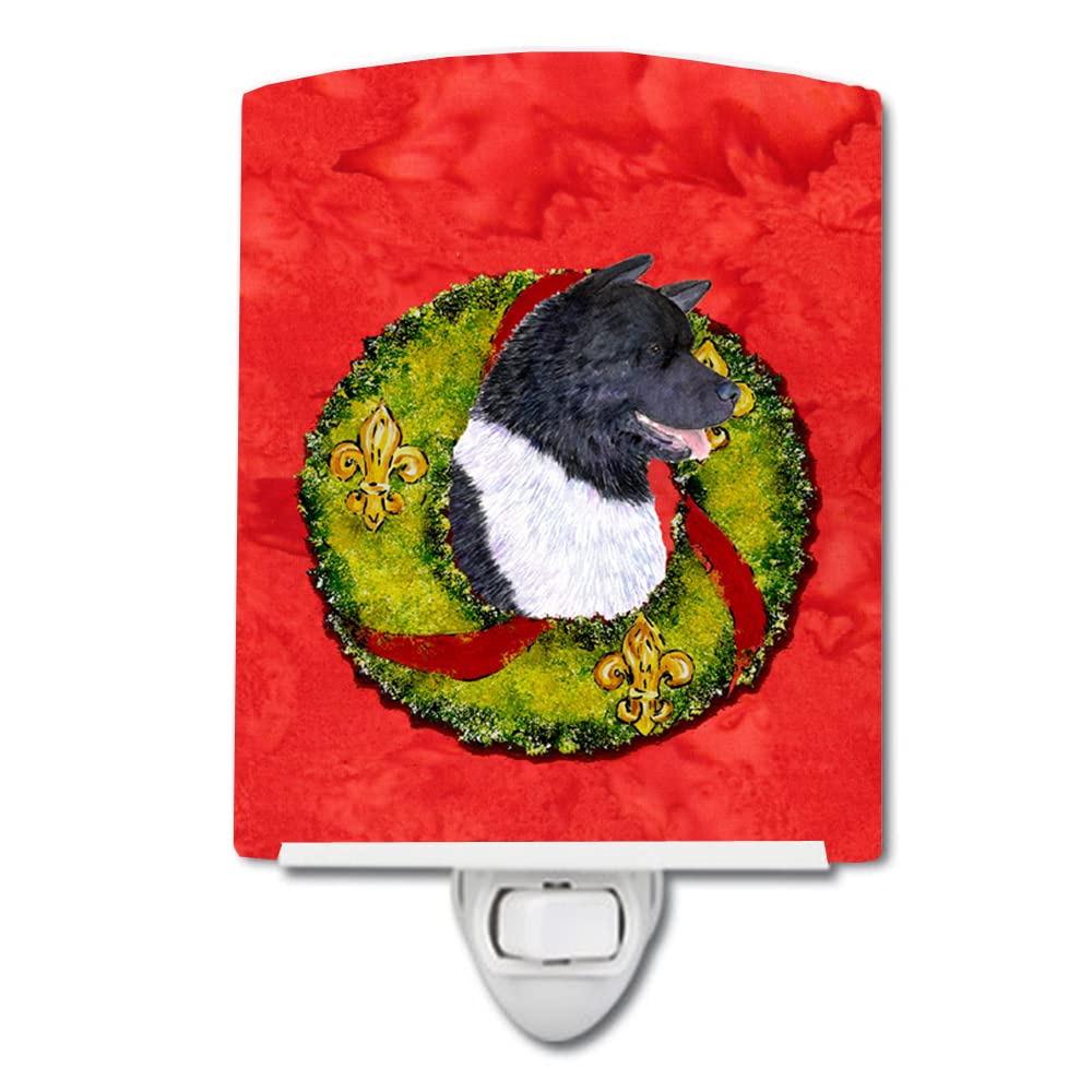 Skorter | Caroline's Treasures Akita Christmas Wreath Ceramic Night Lamp, 6X4X3, Ul-certified