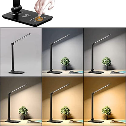 Skorter | LED Desk Lamp - With Wireless Charger and Touch Control - 5 Color Settings & Fully Dimmable Function