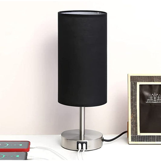 Skorter | Touch Control Table Lamp - Table lamp with USB ports and 3-way dimmable flaxen shade
