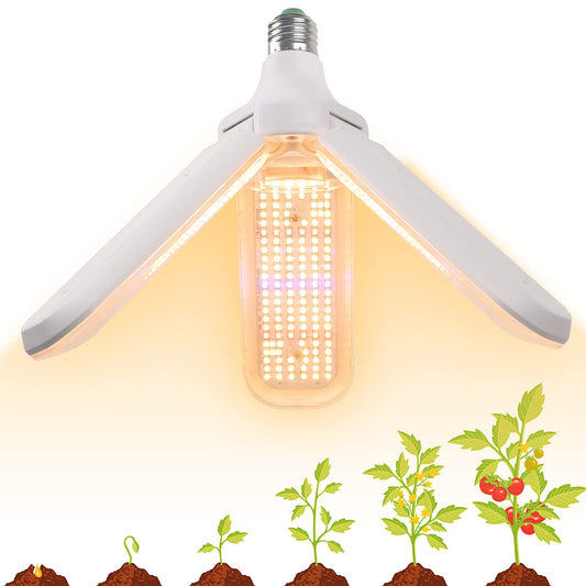 Skorter | 150W LED Grow Light Bulb - Full Spectrum Plant Growth Lamp For Indoor Plants 414 LED Bulbs E27 Socket With Waterproof Foldable Wooden Frame For Hydroponic Garden Greenhouse Houseplants