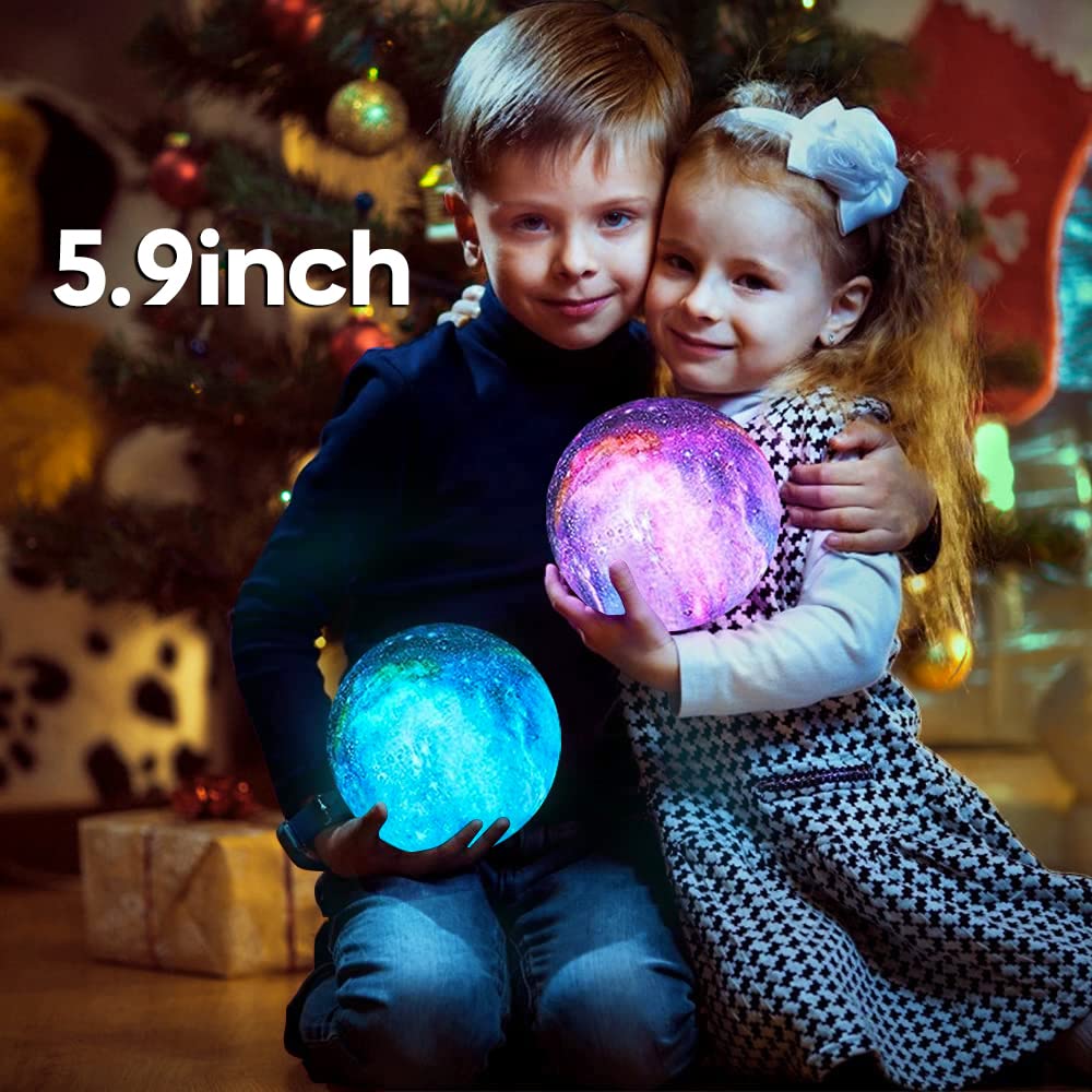 Skorter | Brightworld 5.9" Moon Lamp - 16 Colors LED 3D Galaxy Night Light With Remote Control & Touch Control