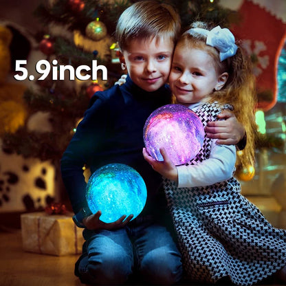 Skorter | Brightworld 5.9" Moon Lamp - 16 Colors LED 3D Galaxy Night Light With Remote Control & Touch Control
