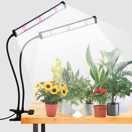 Skorter | Gooingtop Growth Light 100W 6000K, Super Bright White Desk Clip Plant Lamp For Seedlings Succulents Seed Starting Indoor Plants Growth, Flexible Goosenecks & Timer 4 8 12 H