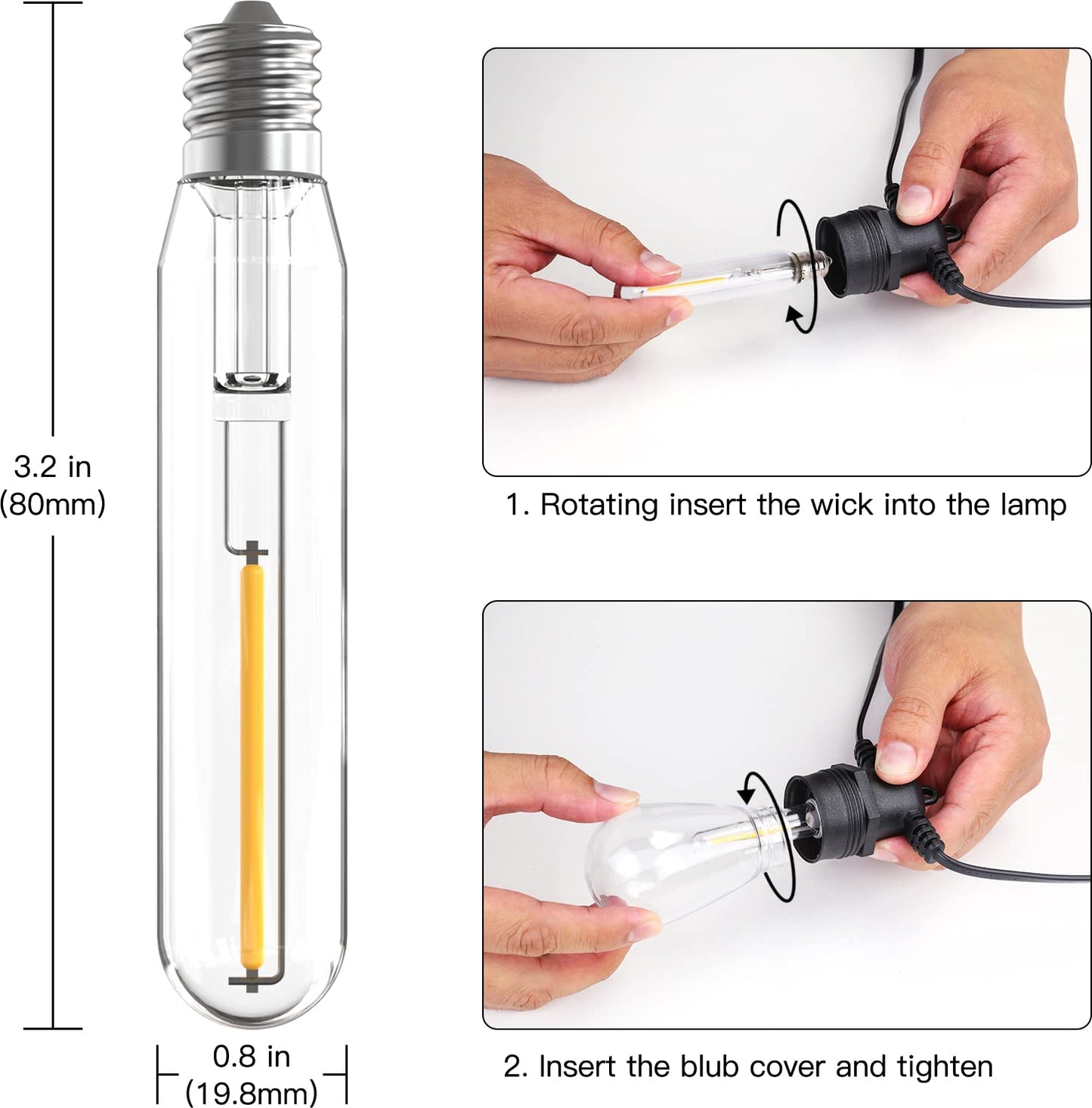 Skorter | Festoon Lights Outdoor, 53FT/16M S14 Outdoor Garden LED String Lights, IP65 Waterproof Outdoor String Lights Main Power 2700K 15+1(Replacement) Bulbs for Outdoor Patio Terrace Yard Wedding Party