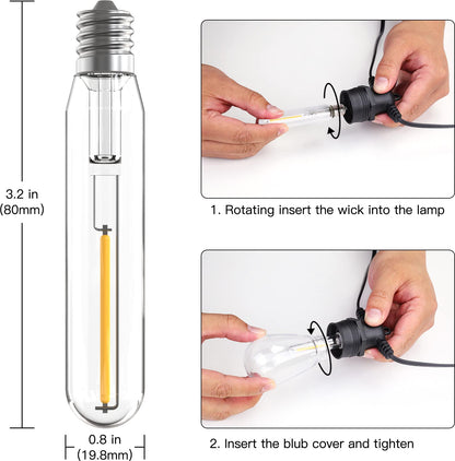 Skorter | Festoon Lights Outdoor, 53FT/16M S14 Outdoor Garden LED String Lights, IP65 Waterproof Outdoor String Lights Main Power 2700K 15+1(Replacement) Bulbs for Outdoor Patio Terrace Yard Wedding Party