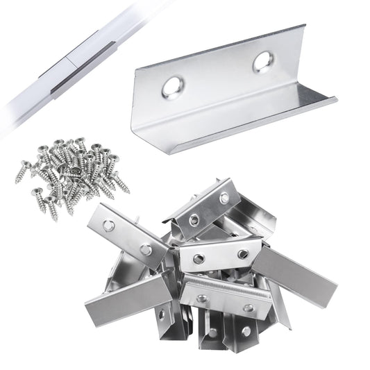 Skorter | Muzata 20Pack V-Shape Expansion Connectors For LED Channels, Stainless Steel, Silver