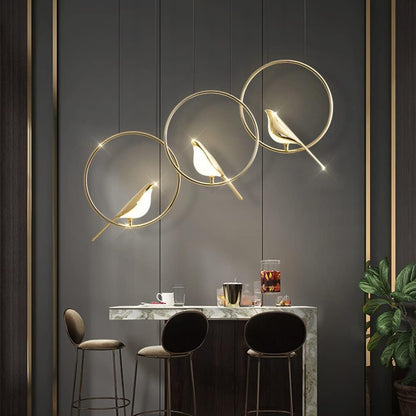 Skorter | Circle Pendant Lamp with Bird Motifs – Modern Lighting Fixture for Home Decor & Unique Ceiling Design