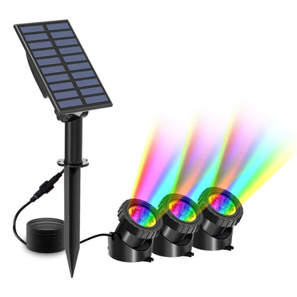 Skorter | T-Sun 3 In 1 Rgb Color Changing Solar Pond Lighting - Waterproof Led Spotlights For Garden & Pool