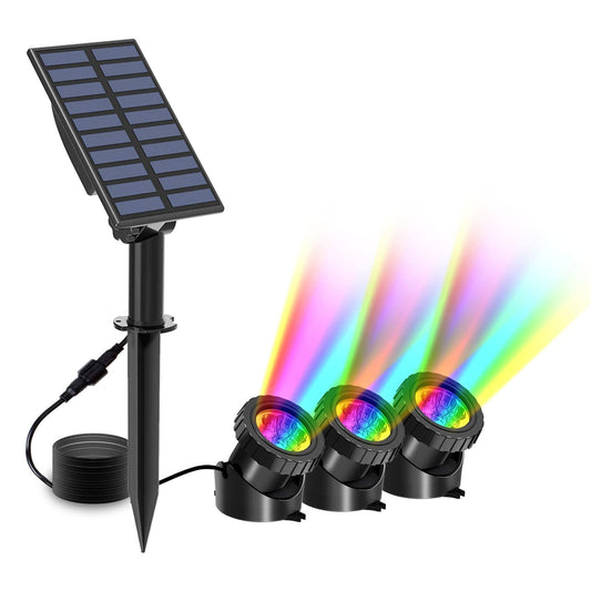 Skorter | T-Sun 3 In 1 Rgb Color Changing Solar Pond Lighting - Waterproof Led Spotlights For Garden & Pool