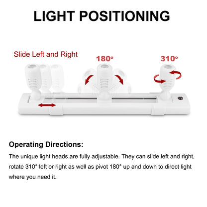 Skorter | Honwell LED Skinner Lighting With 3 Rotatable Heads, Remote Controlled Under Cabinet Accent Lights