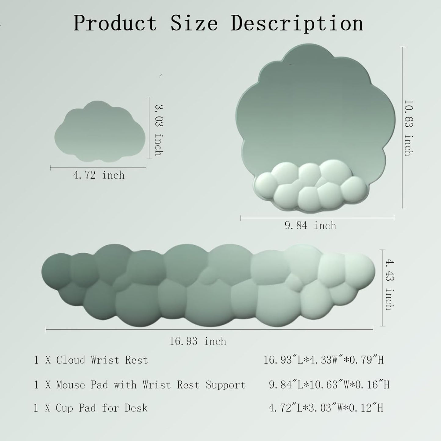 Skorter | Cloud-Shaped Ergonomic Wrist Rest Set with Mouse Pad & Coaster – Zeyora