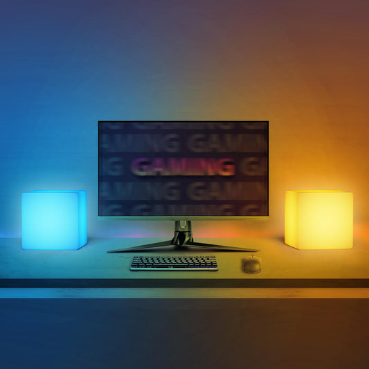 Skorter | Loftek 7-inch LED cube night light - Rechargeable RGB, Remote control, IP65 waterproof, White