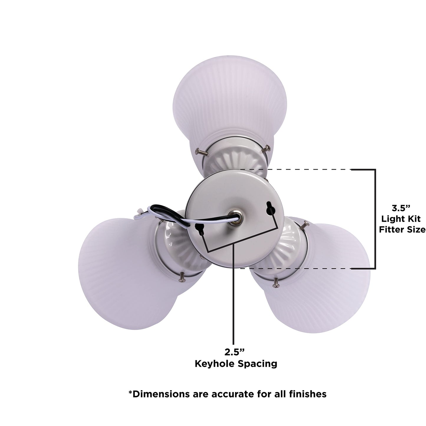 Skorter | Westinghouse Three Led Cluster Ceiling Fan Light Set, Antique Brass Finish, White Glass