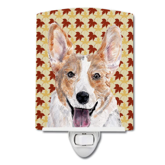 Skorter | Caroline'S Treasures Night Lamp - Cardigan Corgi Autumn Leaves, Ceramic, 6X4X3, Ul-Cert