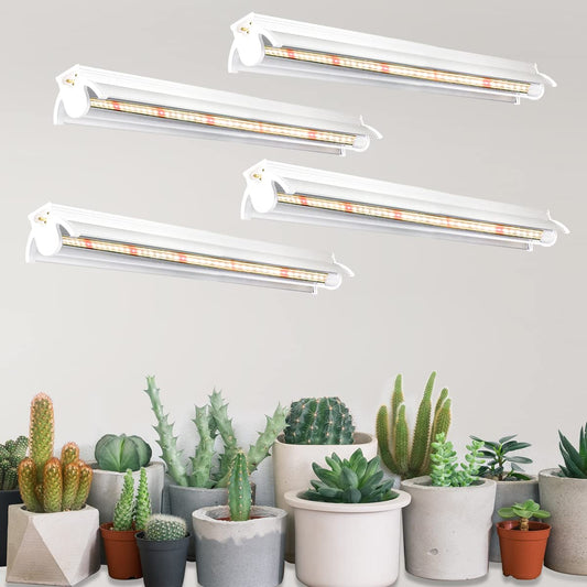 Skorter | T5 LED Grow Light, 204 pcs Bulb 5000K White Full Spectrum Plant Light Bars For Indoor Plants, Shelves Greenhouse Germination, End-to-End Connectable With V-shaped Reflector
