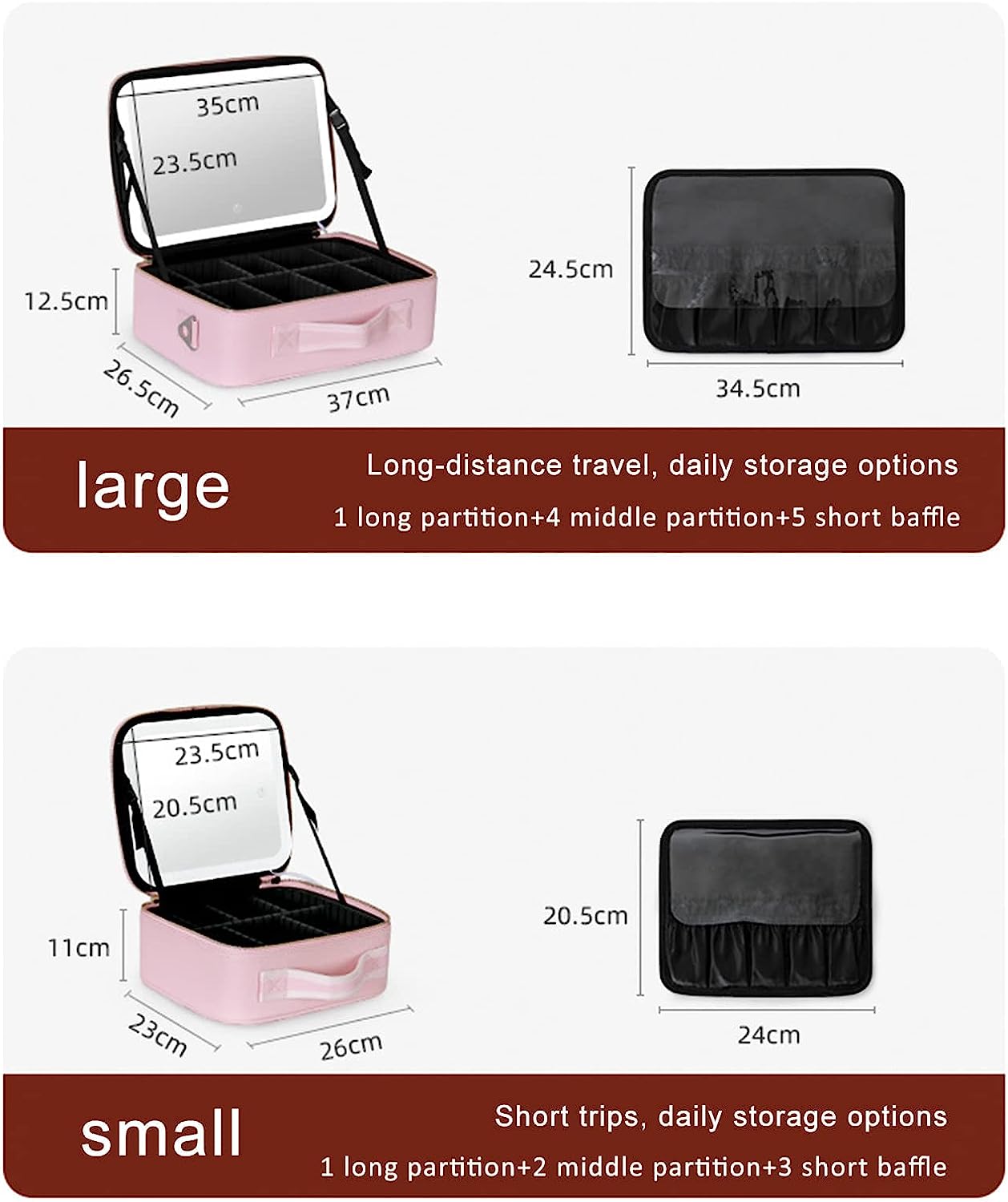 Skorter | Portable Travel Makeup Case with LED Mirror & Adjustable Light