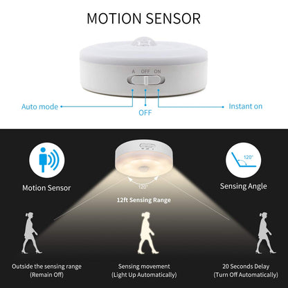 Skorter | My beauty light warm white motion sensor LED puck light - rechargeable, wireless, 2-pack