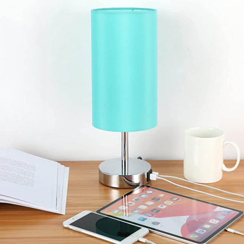 Skorter | Touch Control Table Lamp - Table lamp with USB ports and 3-way dimmable flaxen shade