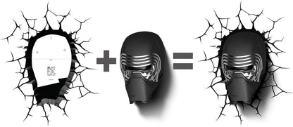 Skorter | Disney 3D Light Fx Star Wars Kylo Ren Led Wall Lamp - Black Plastic Home Decor