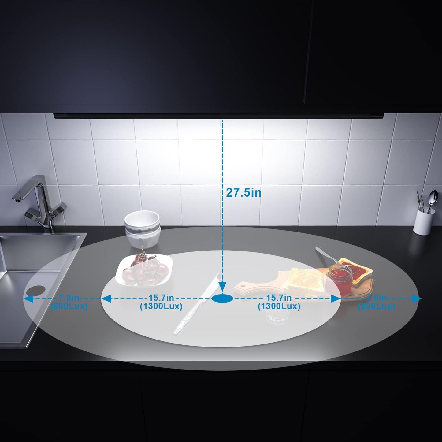 Skorter | Wobane 24"&quot; LED Under Cabinet Lighting, Touchless Dimming, Warm White To White, Black