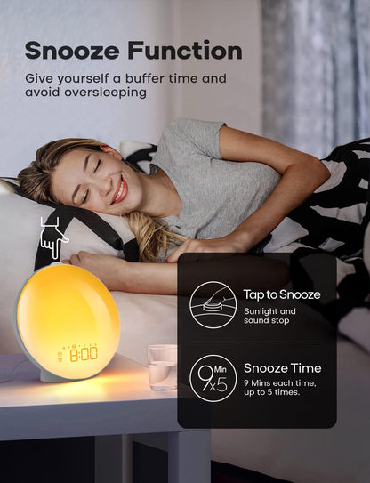 Skorter | GlowRise Natural Wake-Up Light Alarm Clock with Sunrise & Sunset Simulation