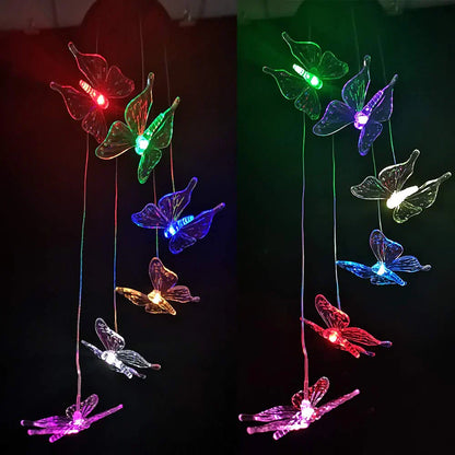 Skorter | SolarGlow - LED Mood Lighting with Butterflies – Colorful Sun Garden Lamps for Outdoor