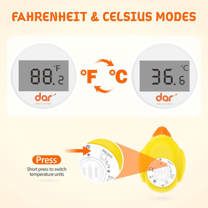 Skorter | AquaVeilig Baby Bath Thermometer – Digital Display with 3 Colors and Temperature Warning