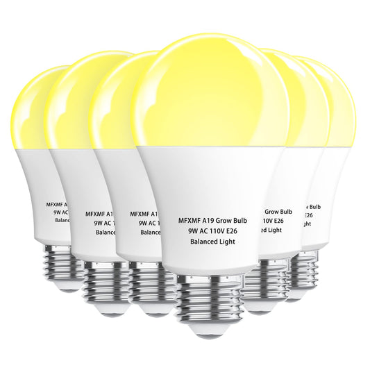 Skorter | Mfxmf 6 Pack Full Spectrum Led Grow Light Bulbs, 9W E26 Replace 100W For Indoor Plants