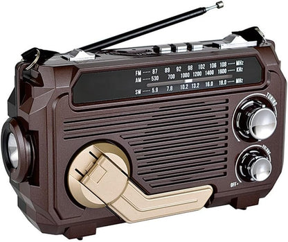 Skorter | SafeWave Emergency Radio with Built-in Power Bank – Hand Crank, Solar & USB Charging, AM/FM, LED Torch & SOS Alert